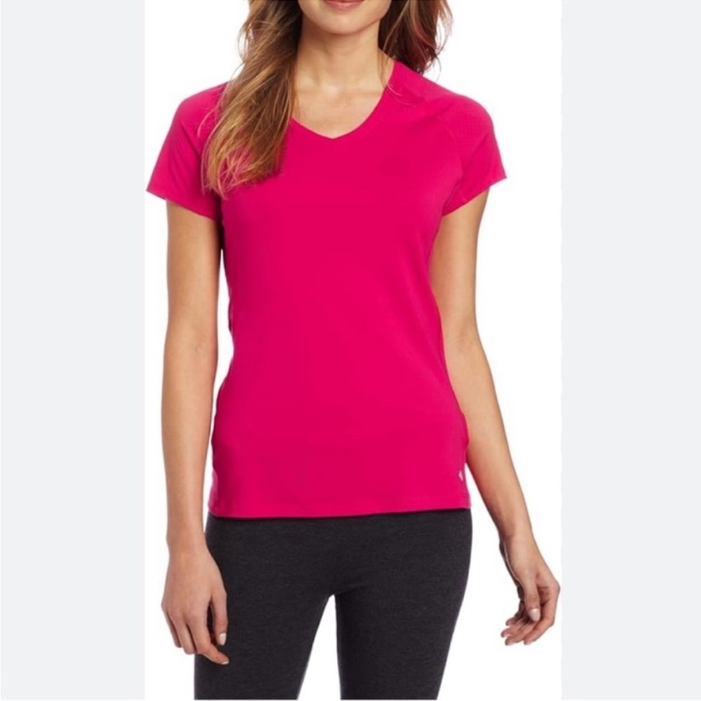 Columbia Pink Total Zero Athletic Short
Sleeve V-Neck Top Sz S
